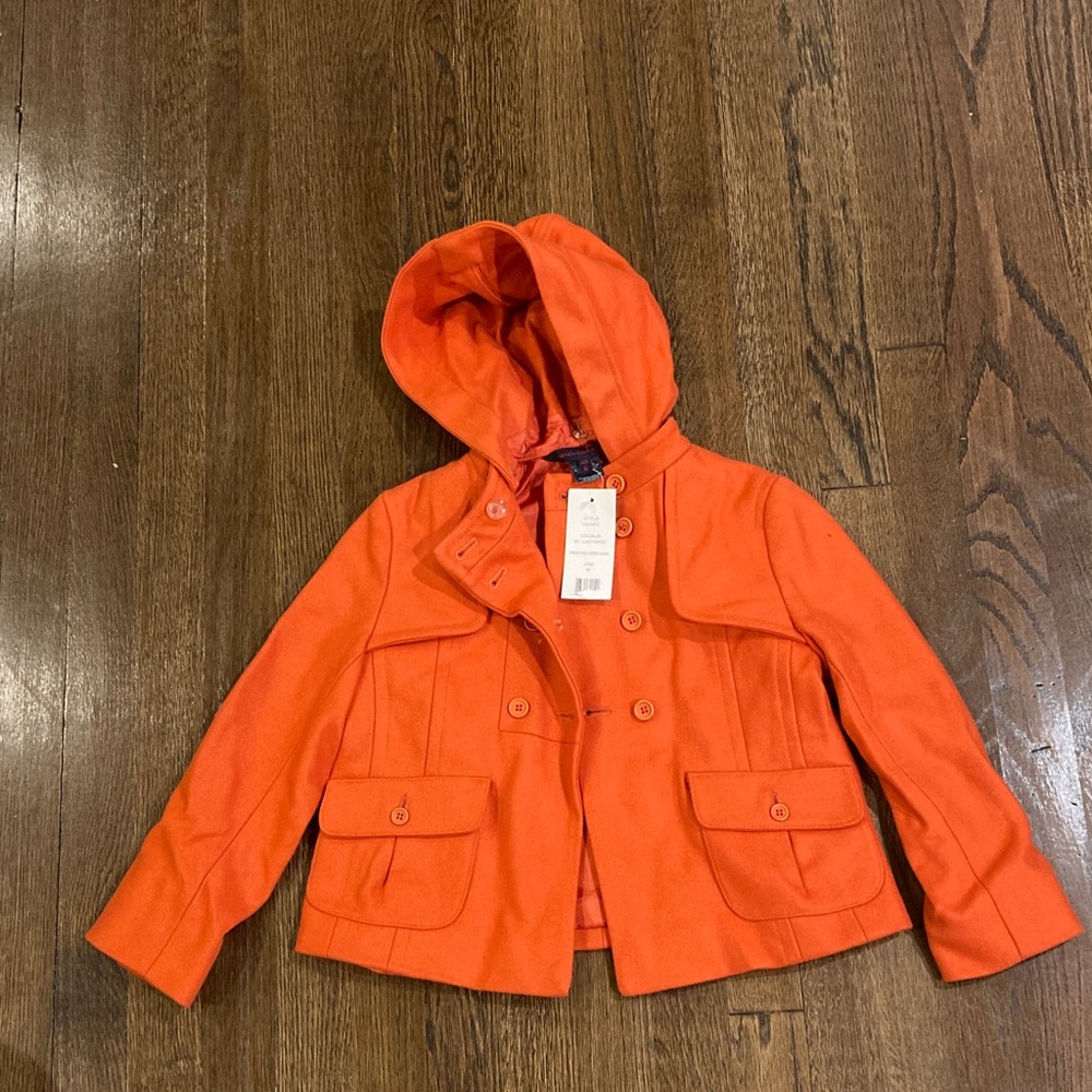 French Connection Vibrant Orange Kids Pea Coat